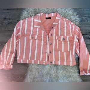 Pink Striped Denim Jacket